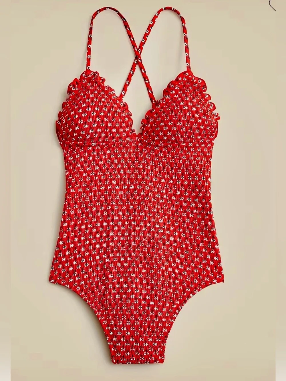 J. Crew NEW Red Floral One-Piece Swimsuit